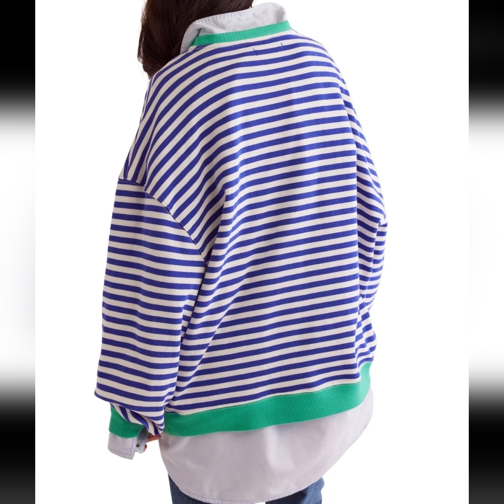Free People Classic Striped Oversized Crewneck Sand Dollar Combo - Picture 4 of 9